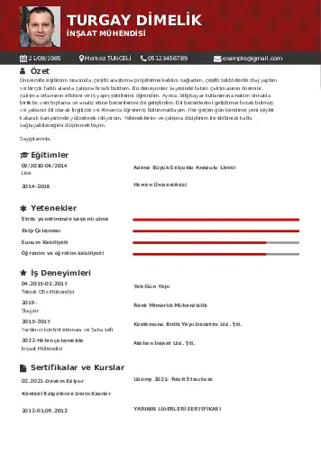 İnşaat Mühendisi Cv Örnekleri cv indir